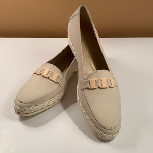 Salvatore Ferragamo cream suede espadrilles